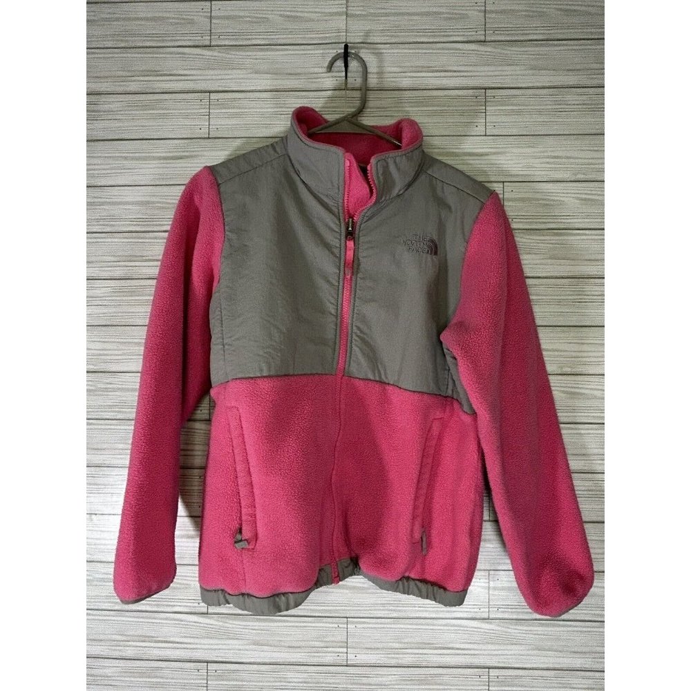 The North Face Pink & Gray Full Zip Denali Jacket For Girls‎ Size Large
